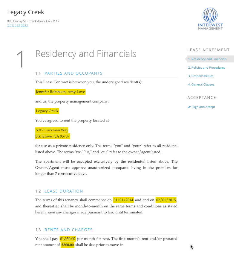 property management contract template